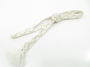 リサイクル　和装小物　帯締め　金糸　礼装用　白金　正絹　手組　平組